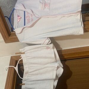 Juicy Couture White and Pink Terry Cloth Pajama Set
